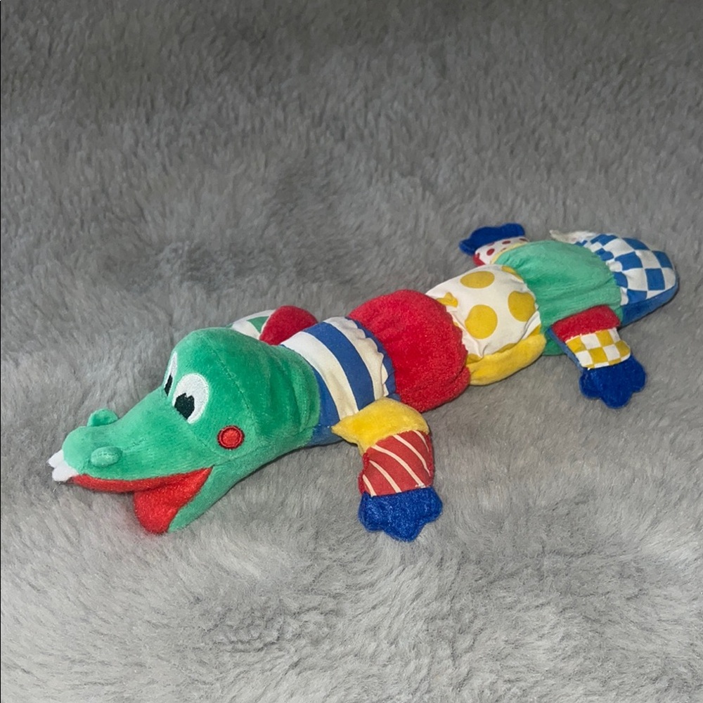Vintage Kids II Colorful Plush Crocodile Rattle Teether Toy